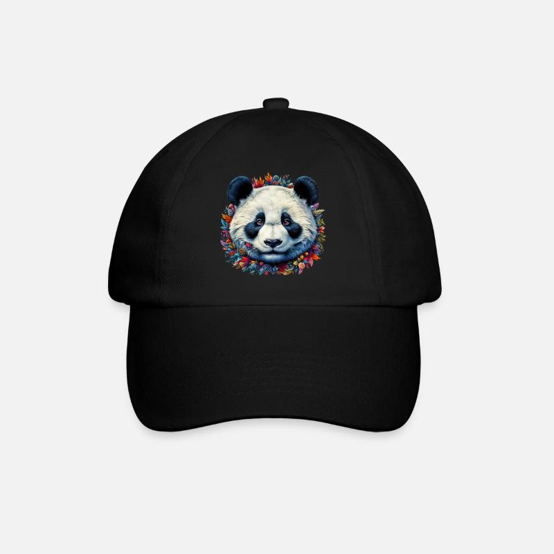 Panda - Baseballkappe - Schwarz/Schwarz