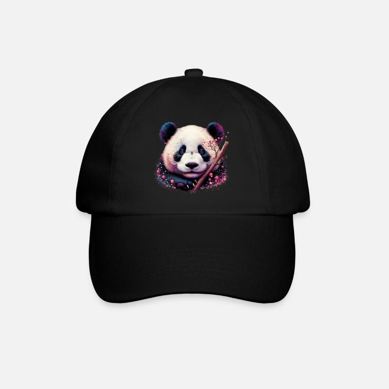 Panda - Baseballkappe - Schwarz/Schwarz