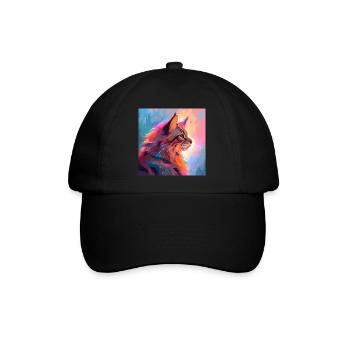 Katze, katzenmotiv, anime, geschenk, geschenkideen - Baseballkappe - Schwarz/Schwarz - Vorne