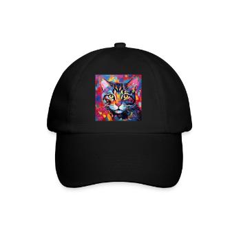 Katze, katzenmotiv, popart, geschenk, geschenkidee - Baseballkappe - Schwarz/Schwarz - Vorne