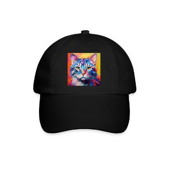 Chat, motif chat, pop art, cadeau, idée cadeau - Casquette classique - noir/noir - Devant