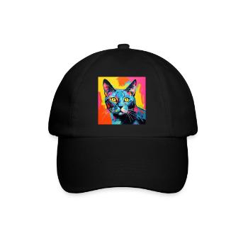 Chat, motif chat, pop art, cadeau, idée cadeau - Casquette classique - noir/noir - Devant
