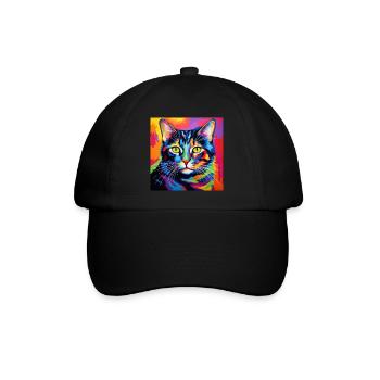 Chat, motif chat, pop art, cadeau, idée cadeau - Casquette classique - noir/noir - Devant