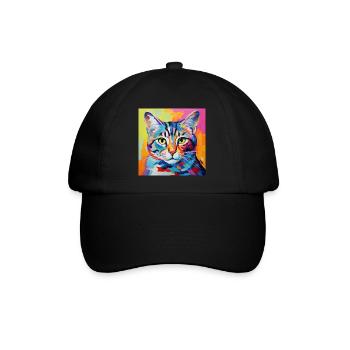 Chat, motif chat, pop art, cadeau, idée cadeau - Casquette classique - noir/noir - Devant