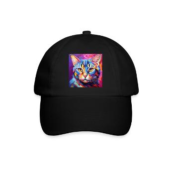 Katze, katzenmotiv, popart, geschenk, geschenkidee - Baseballkappe - Schwarz/Schwarz - Vorne