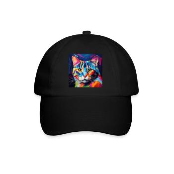 Chat, motif chat, pop art, cadeau, idée cadeau - Casquette classique - noir/noir - Devant