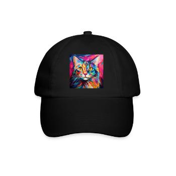 Katze, katzenmotiv, popart, geschenk, geschenkidee - Baseballkappe - Schwarz/Schwarz - Vorne
