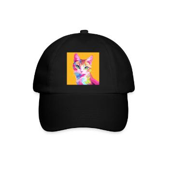Katze, katzenmotiv - Baseballkappe - Schwarz/Schwarz - Vorne