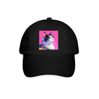 Katze, katzenmotiv - Baseballkappe - Schwarz/Schwarz - Vorne