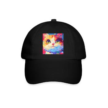 Katze, katzenmotiv - Baseballkappe - Schwarz/Schwarz - Vorne