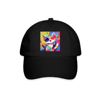 Cat, Cat Motif - Baseball Cap - black/black - Front