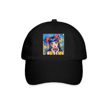 Anime, Fille, Rétro, Waifu, Japon, Années 60 - Casquette classique - noir/noir - Devant