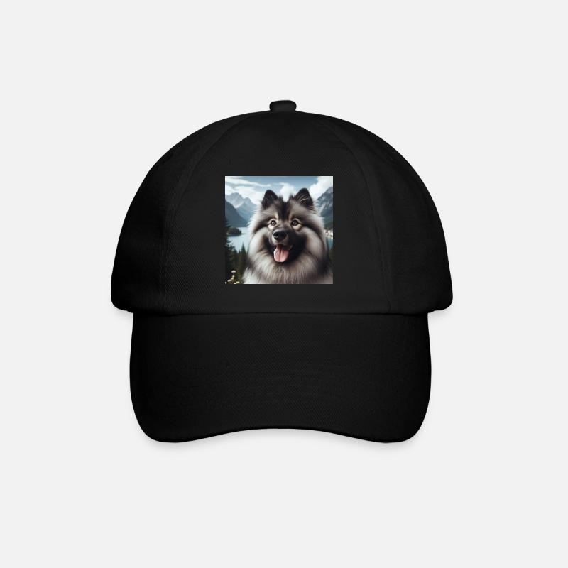 Fröhlicher Wolfspitz - Baseballkappe - Schwarz/Schwarz
