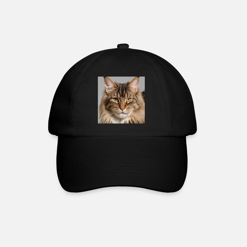 Maine Coon, die Raubkatze - Baseballkappe - Schwarz/Schwarz