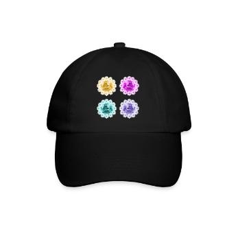 Daisies Butterflies Flower Floral Pattern - Baseball Cap - black/black - Front