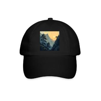Montagnes, Paysage, Nature, Arbres, Soleil - Casquette classique - noir/noir - Devant