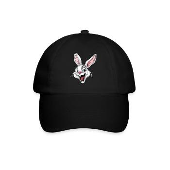 Lustiger Hase Mit Großen Ohren Und Augen - Baseballkappe - Schwarz/Schwarz - Vorne