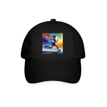Laufende Frau 2 - Baseballkappe - Schwarz/Schwarz - Vorne