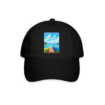 Lac de Lacanau France Poster de voyage vintage souvenir - Casquette classique - noir/noir - Devant