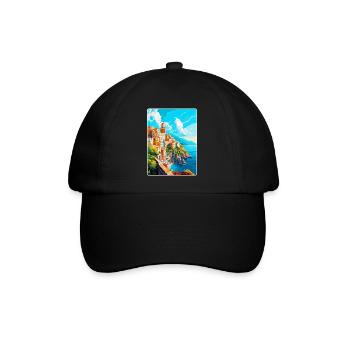 Amalfi Italien Vintage Reiseposter WPA Souvenir - Baseballkappe - Schwarz/Schwarz - Vorne