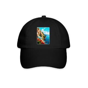 Amalfi Italy Vintage Travel Poster WPA Souvenir - Baseball Cap - black/black - Front