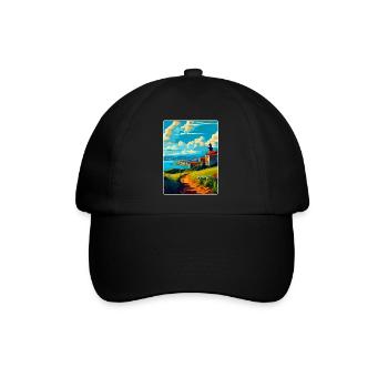 La Corogne Espagne Affiche de voyage vintage WPA Souvenir - Casquette classique - noir/noir - Devant