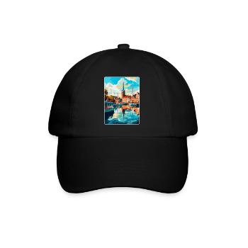 Flensburg Germany Vintage Travel Poster Souvenir - Baseball Cap - black/black - Front