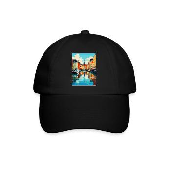 Copenhague, Danemark, Affiche de voyage vintage souvenir - Casquette classique - noir/noir - Devant