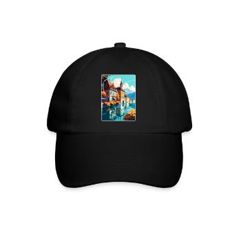 Annecy France Vintage Travel Poster WPA Souvenir - Baseball Cap - black/black - Front