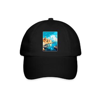Heraklion Greece Vintage Travel Poster Souvenir - Baseball Cap - black/black - Front