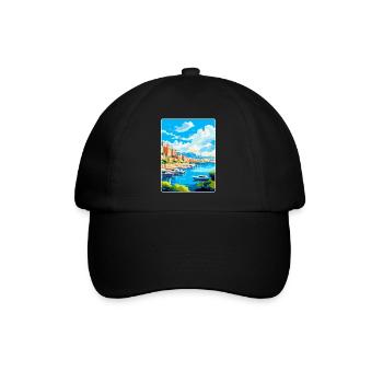 Monaco French Riviera France Vintage Travel Poster - Baseball Cap - black/black - Front