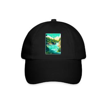 Krka Nationalpark Kroatien Vintage Reiseplakat - Baseballkappe - Schwarz/Schwarz - Vorne