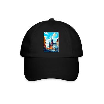 Darmstadt Germany Vintage Travel Poster Souvenir - Baseball Cap - black/black - Front