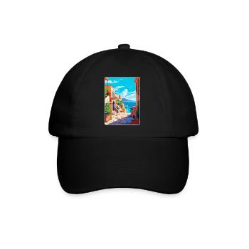 Rhodes Grèce Vintage Voyage Poster WPA Souvenir - Casquette classique - noir/noir - Devant
