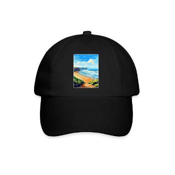 Perranporth Beach Angleterre Royaume-Uni Voyage Affiche WPA Art - Casquette classique - noir/noir - Devant