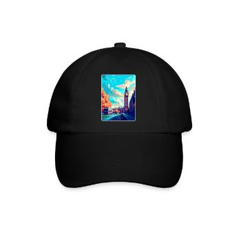 London England Uk Vintage Travel Poster Souvenir - Baseball Cap - black/black - Front
