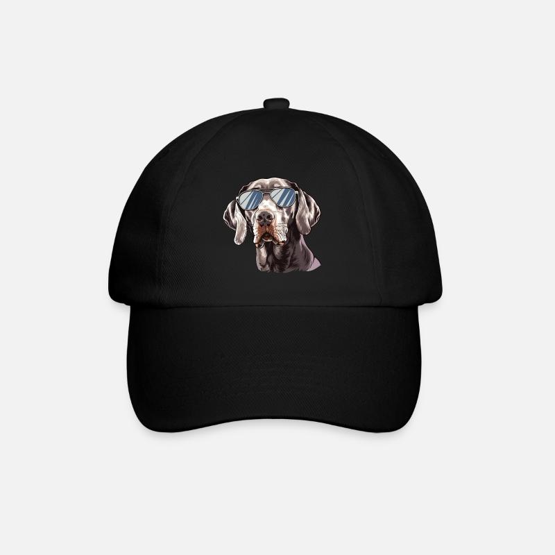 Weimaraner, hund, Sonnenbrille, sommer - Baseballkappe - Schwarz/Schwarz