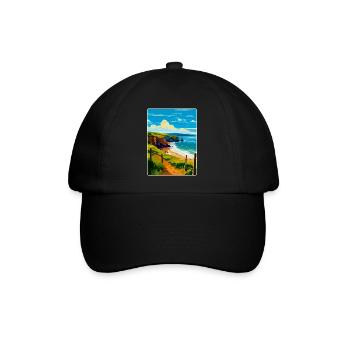 Devon West Country Vintage Reiseposter Souvenir - Baseballkappe - Schwarz/Schwarz - Vorne
