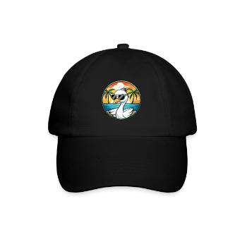 Schwan Lustige Cartoon Sommer Strand Sonnenbrille Aufkleber - Baseballkappe - Schwarz/Schwarz - Vorne