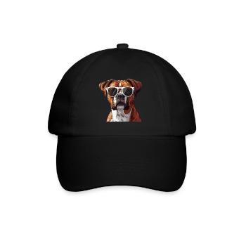 German Boxer, Dog, Sunglasses, Summer - Baseball Cap - black/black - Front