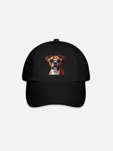 Deutscher Boxer, Hund, Sonnenbrille, Sommer - Baseballkappe - Schwarz/Schwarz