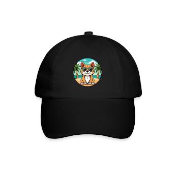 German Longhair Cat Breed Cartoon Sunglasses Beach - Baseball Cap - black/black - Front