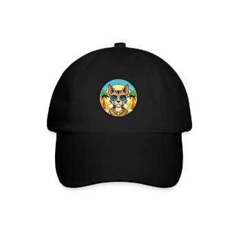Arabian Egyptian Mau Cat Breed Cartoon Sunglasses - Baseball Cap - black/black - Front