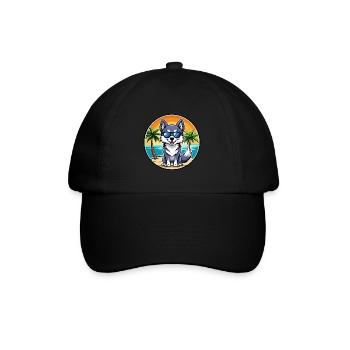 Alaskan Klee Kai Chien Race Dessin Animé Lunettes De Soleil Plage - Casquette classique - noir/noir - Devant