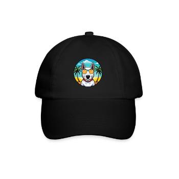 Bull Terrier Dog Breed Cartoon Sunglasses Beach - Baseball Cap - black/black - Front