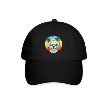 Coton De Tulear Hunderasse Cartoon Sonnenbrille Strand - Baseballkappe - Schwarz/Schwarz - Vorne