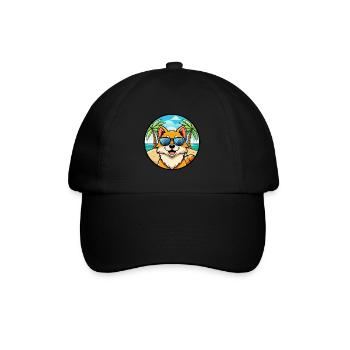 Pommersche Hunderasse Cartoon Sonnenbrille Strand - Baseballkappe - Schwarz/Schwarz - Vorne