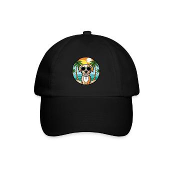 Alpine Spaniel Dog Breed Cartoon Sunglasses Beach - Baseball Cap - black/black - Front