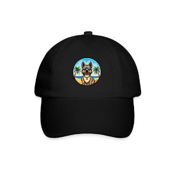 Bohemian Shepherd Dog Breed Cartoon Sunglass Beach - Baseball Cap - black/black - Front