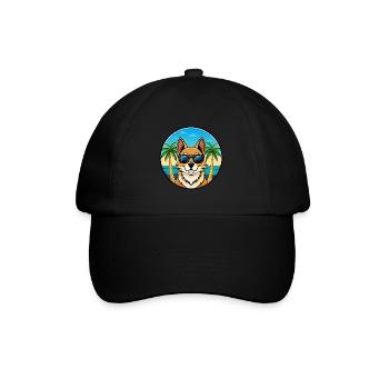 Nordic Spitz Dog Breed Cartoon Sunglasses Beach - Baseball Cap - black/black - Front